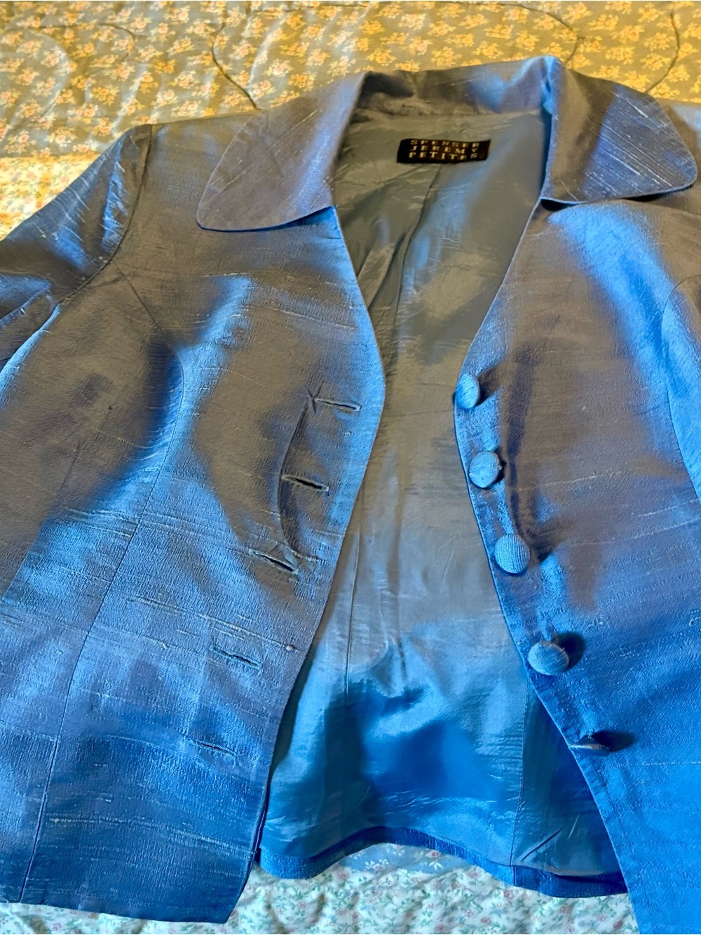 Spenser Jeremy Blue Silk-Look Blazer